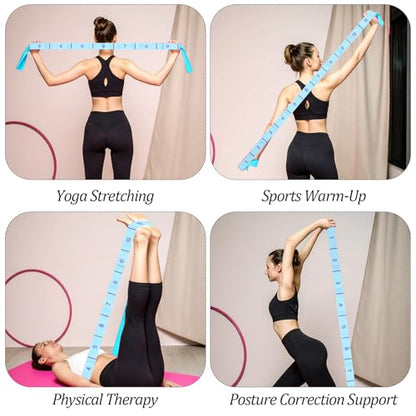 Yoga Bands For Stretching 11 Loops Yoga Stretch Strap With Loops Elastic Physical Pilates Stretch Band For Flexibility(Blue)