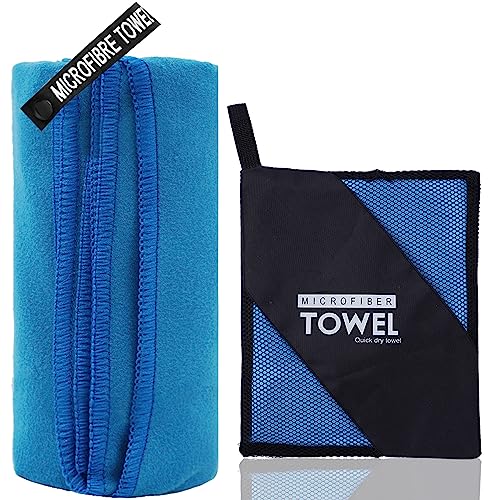 Microfiber Travel Towel, Quick Dry Camping & Gym Towel. Compact - color: Blue, size: XS:12"×24"