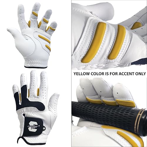 Golf Glove Bearing Capacity Non Slip No Slice pad Premium Leather Power Pad Left Hand, MAN-Small, White - size: Man ML_Left Hand
