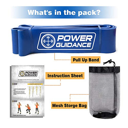 POWER GUIDANCE Pull Up Assist Bands - Stretch Resistance Band - Mobility Band - Powerlifting Bands - by Perfect for Body Stretching, Powerlifting, Resistance Training - color: blue