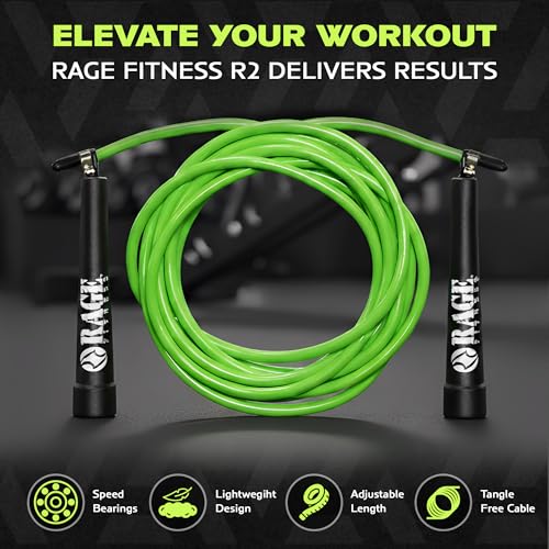 Rage Fitness R2 Speed Jump Rope – Adjustable PVC Speed Rope with Smooth Bearing Handles for Beginners to Advanced, Fast Cardio & Efficient Workouts