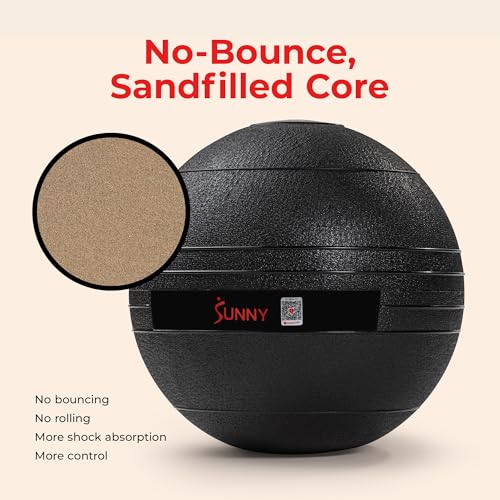 Sunny Health & Fitness Ultra-Durable Slam Ball, Sand Filled No-Bounce Core, Non-Slip Grip – Available in 10–50 lbs - style: 15lbs