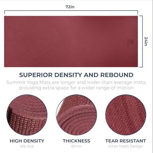Voyage Yoga Mat, 10 Pack, 72" x 24" Professional Studio and Gym Bulk Yoga Mats, 5mm Thick, Durable, Anti-Tear, Non Slip Fitness and Exercise Mats - color: Burgundy
