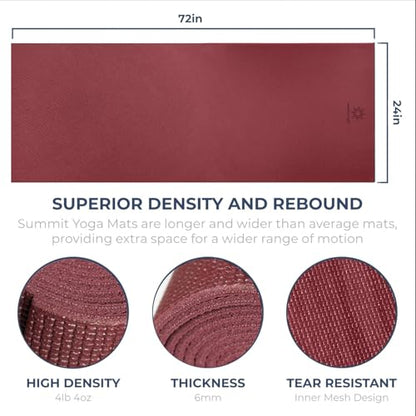 Voyage Yoga Mat, 10 Pack, 72" x 24" Professional Studio and Gym Bulk Yoga Mats, 5mm Thick, Durable, Anti-Tear, Non Slip Fitness and Exercise Mats - color: Burgundy