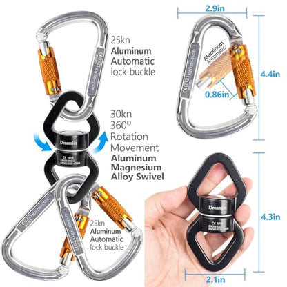 Aerial Silks Hardware Kit 30 KN Swing Swivel Aerial Yoga Hammock Rigging Aluminum Swivel Aerial Hoop Lyra Rotational Device Hanging Accessory - color: Black set 4
