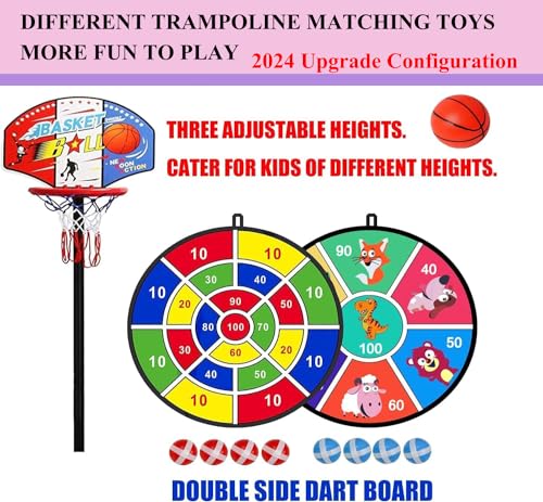 60" 6-in-1 Kids Trampoline, 5ft Mini Toddler Trampoline for Girls Boys - color: Purple&Pink 3- in-1