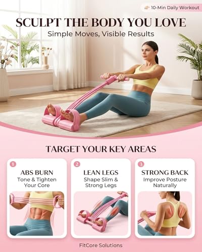 Pedal Resistance Band with Handle Durable 8-Tubes Multifunction Tension Rope Multifunctional Elastic Yoga Resistance Bands with Handles Full Body Exercise for Arms Legs Waist
