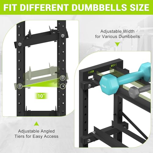 Eocnrhe Dumbbell Rack Stand Only, Weight Rack for Home Gym, 3-Tier Adjustable Dumbell Rack Heavy-Duty Weight Stand for Dumbbells Kettlebells - size: 18.7"D × 33.26"W × 35.82"H