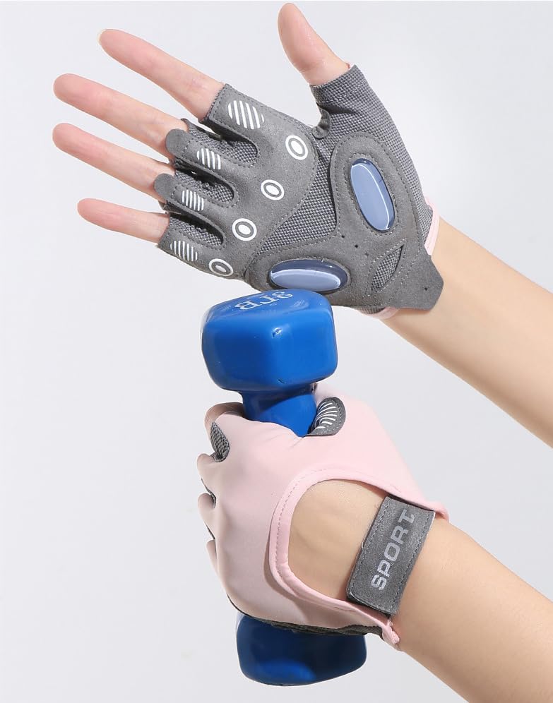 Workout Gloves for Men Women Exercise Gloves for Weight Lifting Fitness Cycling Gym Training with Grip Cushion Pads - color: Pink
