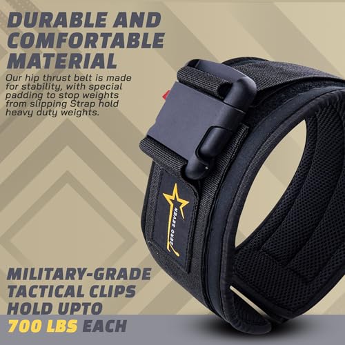 Hip Thrust Belt for Glute Workout – Heavy Duty Weight Lifting Belt for Dumbbells, Barbell, Kettlebells – Adjustable Squat & Hip Thrust Equipment for Home Gym Women & Men