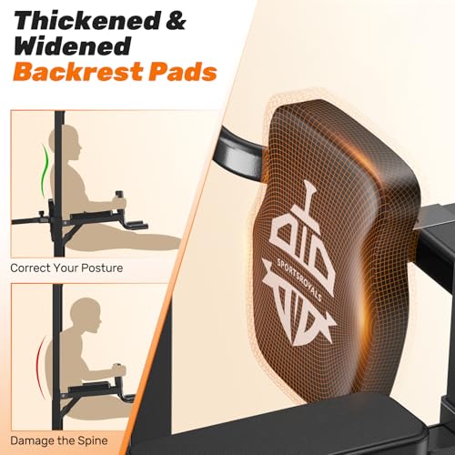 Sportsroyals Power Tower Pull Up Bar Station, 450LBS Stable Pull Up Dip Station for Home Gym Strength Training Equipment | FED Fitness - color: Black
