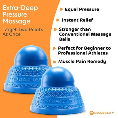 Acumobility Massage Ball Roller 2 Pack - Trigger Point - Massage Balls - color: Blue