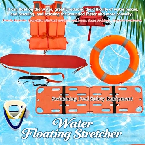 Foldable Spine Board Stretcher Backboard Kit, Water Floating Stretcher Transfer Backboard Portable Transport Rescue Plastics Ambulance Stretcher for Hospitals/Clinics/Families/Sports Fields,4 Folds
