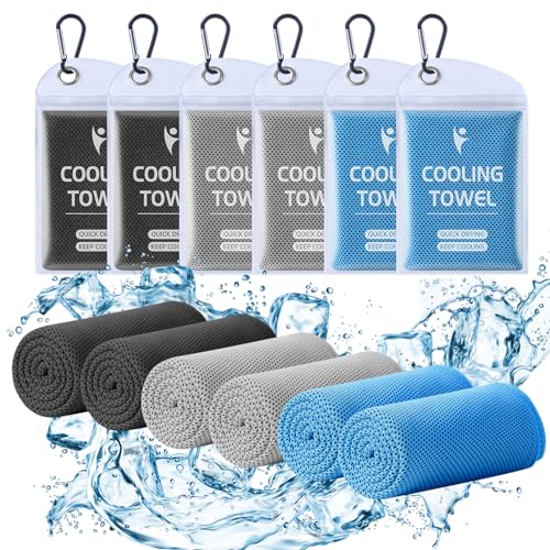 Cooling Towels for Women Men, Breathable Cooling Towels for Neck and Face, Workout Towel for Hot Weather, Sweat Towel for Gym Yoga, Camping, Fitness, Running, Traveling, 6 Pack 40"x12"