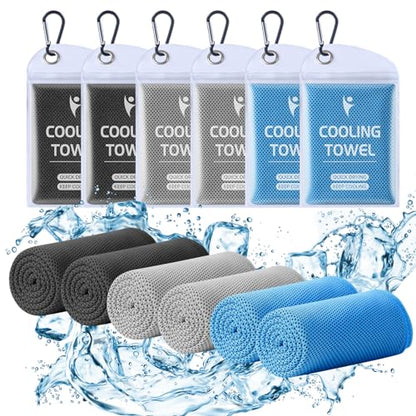 Cooling Towels for Women Men, Breathable Cooling Towels for Neck and Face, Workout Towel for Hot Weather, Sweat Towel for Gym Yoga, Camping, Fitness, Running, Traveling, 6 Pack 40"x12"