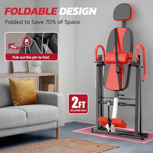 YOLEO Gravity Inversion Table for Back Pain Relief 2026 New Inversion Table w/Lumbar Support Easy to Assemble Back Stretcher Machine 300 lbs