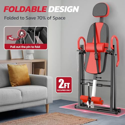 YOLEO Gravity Inversion Table for Back Pain Relief 2026 New Inversion Table w/Lumbar Support Easy to Assemble Back Stretcher Machine 300 lbs