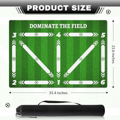 Soccer Training Mat Football Footstep Training Mat 35 * 24 in with Storage Bag Improve Footwork and Ball Control Non-Slip Silent
