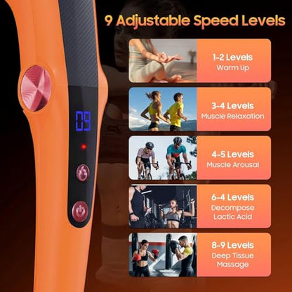 Massage Gun with Heat, Folding Muscle Massager, Massager Gun, Deep Tissue Percussion Massage Gun, 9 Speeds for Back, Shoulders,