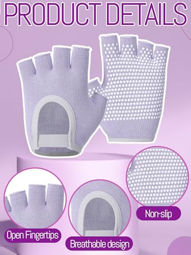 Fourluoo 4 Pcs Women Workout Gloves - color: Black, Pink, Gray, Purple