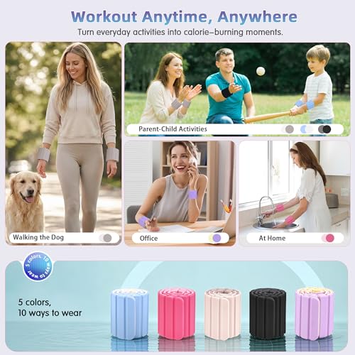 BECOJADDE Wrist Weights Ankle Weight for Women 1 Pair (1.1 lb/2.2 lb Each) - color: Black Gray, size: 4.4 Lb Pair (2.2 Lb Each)