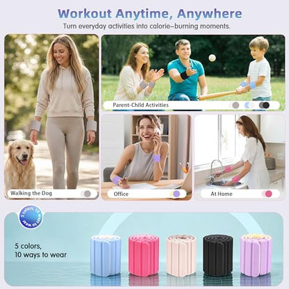 BECOJADDE Wrist Weights Ankle Weight for Women 1 Pair (1.1 lb/2.2 lb Each) - color: Black Gray, size: 4.4 Lb Pair (2.2 Lb Each)
