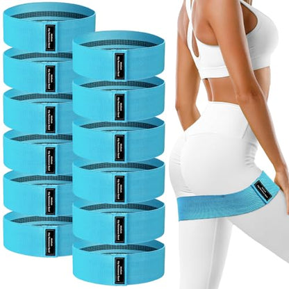 12 Pcs Fabric Resistance Bands for Working Out Non-Slip Booty Exercise Loop Bands for Women Men Glutes Hip Thigh Butt Yoga Pilates Fitness Gym, Light Medium Heavy