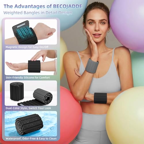 BECOJADDE Wrist Weights Ankle Weight for Women 1 Pair (1.1 lb/2.2 lb Each) - color: Black Gray, size: 4.4 Lb Pair (2.2 Lb Each)