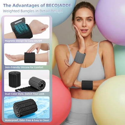 BECOJADDE Wrist Weights Ankle Weight for Women 1 Pair (1.1 lb/2.2 lb Each) - color: Black Gray, size: 4.4 Lb Pair (2.2 Lb Each)