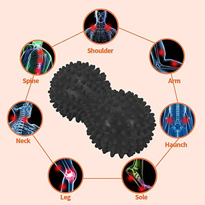 Spiky Massage Ball Peanut Massager Ball Fitness Exercise Mobility Peanut Ball Pain Muscle Steess Foot Myofascial Relief for Plantar Fasciitis Heel Foot Arch Pain (perple) - color: Perple