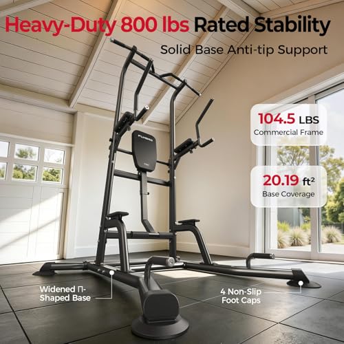 FLYBIRD Heavy Duty Power Tower, Light Commercial Grade Steel Frame, 800 LBS Weight Capacity, Multi-Function Pull Up Bar & Dip Station with Assisted Leg Raise, Home Gym Gear for Back and Core Workout