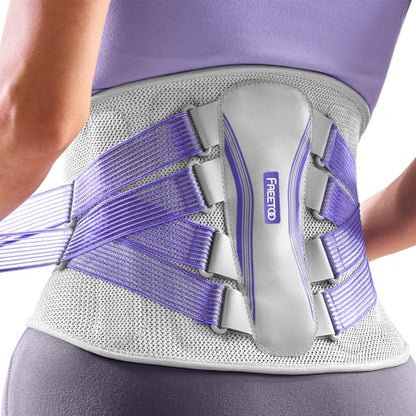 FREETOO Back Brace for Lower Back Pain Women with Bionic Support System, Adjustable Knitted Lumbar Support Belt, Breathable Mesh Design with Lumbar Pad,for Herniated Disc,Sciatica,Scoliosis - size: Medium