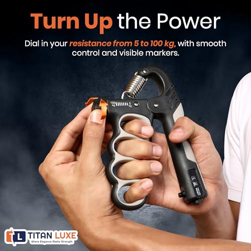 Grip Strength Trainer – Adjustable Resistance Hand Grip Strengthener (11-220 Lbs/5-100KG) with Auto Electronic Counter | Forearm & Finger Exerciser for Athletes, Musicians, Injury Recovery - color: Grey