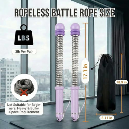 Cordless Ropeless Battle Ropes for Home Gym, Adjustable Weights Portable Battle Ropes with Storage Bag, Exercise Equipment for Strength Training, Aerobic Exercise, Men& Women,Purple