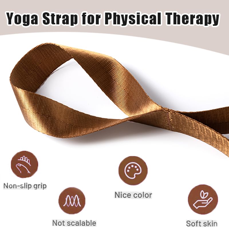 Oak-Sports Stretching Strap Yoga Strap for Physical Therapy with 10 Loops, Yoga Straps for Stretching, Upgraded Non-Elastic Stretch Band for Pilates, Dance and Gymnastics with Workout Guide