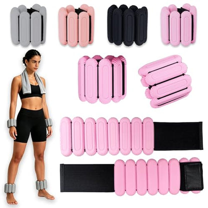 Wrist & Ankle Weights Set for Women (2pcs, 0.5kg Total), Adjustable Silicone Wearable Arm Leg Weighted Bangles, Portable Fitness Weights for Walking, Yoga, Pilates, Dance, Barre & Gym Exercise - color: Pink