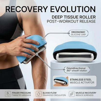 Cooling Massage Roller & Ice Ball - Cold Therapy Muscle Roller with Ergonomic Handle, 360 Easy-Glide Ice Massage for Myofascial Release, Post-Workout Recovery & Pain Relief (Blue) - color: Blue
