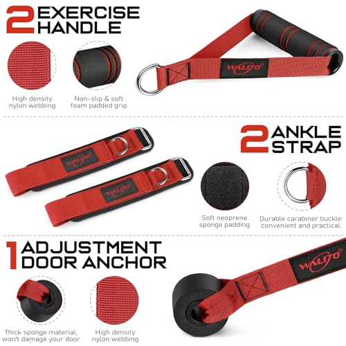 WALITO Resistance Bands Set - Exercise Bands with Handles, Door Anchor, Legs Ankle Straps, for Heavy Resistance Training, Physical Therapy, Muscle Training, Yoga, Home Workouts, Gym