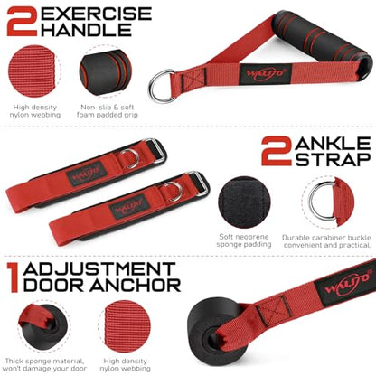 WALITO Resistance Bands Set - Exercise Bands with Handles, Door Anchor, Legs Ankle Straps, for Heavy Resistance Training, Physical Therapy, Muscle Training, Yoga, Home Workouts, Gym