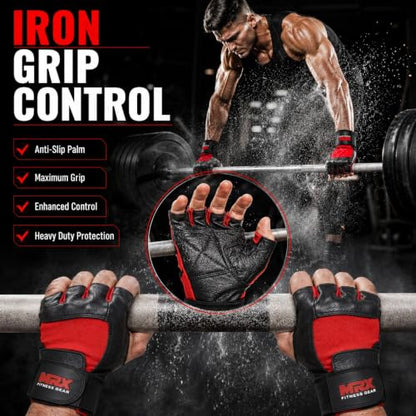 MRX Weight Lifting Gloves Gym Fitness Exercise Bodybuilding Workout Powerlifting - color: Red, size: Small