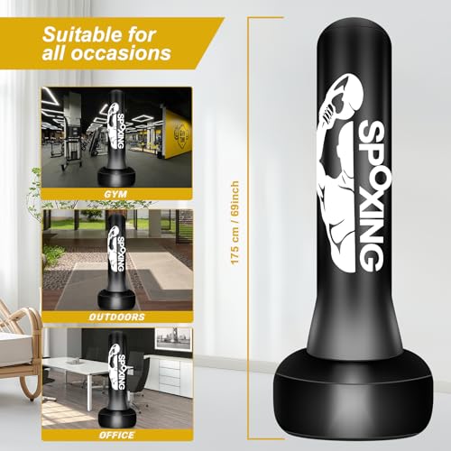 Heavy Punching Bag with Stand Adults Teens,70" Free Standing Boxing Bags,Kickboxing Training Equipment Bags for Beginners Kickboxing Training MMA Muay Thai Fitness Office Home Gym