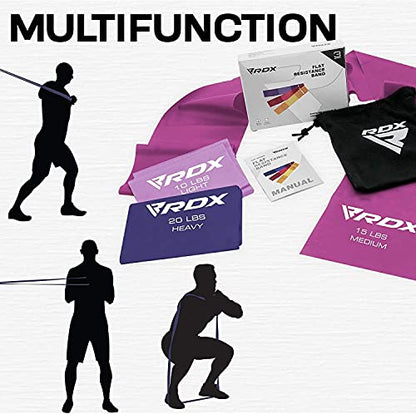 RDX Resistance Bands TPE 3 Level Set 1.5M Long, REACH RoHS CPSIA Certified, Flat Skin Friendly Thick Stretch Elastic Loop, Yoga Home Gym Fitness Workout Exercise, Ballet Pilates Legs Training Slimming