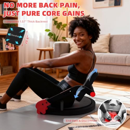 Sit Up Exercise Equipment with 4 Adjustable Resistance Levels, Flat Backrest Ab Crunch Machine for Stomach & Core Workout, Ab Machine, Ab Trainer, Sit Up Machine for Home Gym Men & Women
