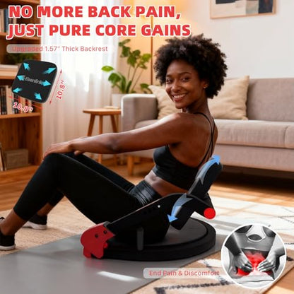 Sit Up Exercise Equipment with 4 Adjustable Resistance Levels, Flat Backrest Ab Crunch Machine for Stomach & Core Workout, Ab Machine, Ab Trainer, Sit Up Machine for Home Gym Men & Women