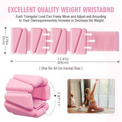 Wrist Weights, Adjustable Wrist Ankle Weights for Women, Wearable Arm & Leg Weights Set of 2(1 lb Each), Weighted Bangles for Walking, Yoga, Dance, Barre, Gym