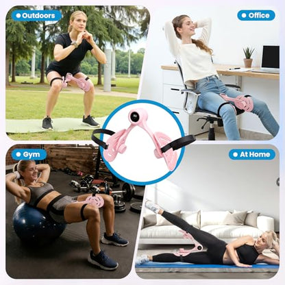 Thigh Exerciser Trainer, 360°Adjustable Pelvic Floor Muscle Exerciser with LED Display, Inner Thigh Exerciser for Women, Thigh Workout Equipment for Hip, Leg, Arm