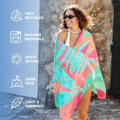 Dock & Bay Beach Towel - Quick Dry, Sand Free - Compact, Lightweight - 100% Recycled - Includes Bag - Hot Tropics - Extra Large (200x90cm, 78x35) - color: Hot Tropics, size: Extra Large (200x90cm, 78x35")
