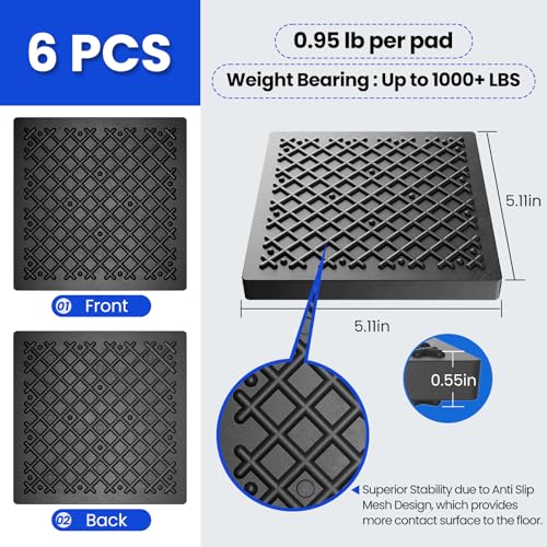 Exercise Equipment Mat 5.11x5.11x0.55in 6pcs, Heavy Duty Thick Steel Embedded Rubber Mat, Anti Slip/Noise Reduction/Vibration Resistance, Treadmills Equipment Pads, Used for Carpets, Wooden Floors - size: 5.11''x5.11''-6pcs