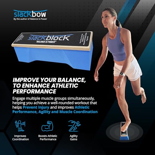 SlackBlock Athletic Balance Trainer – Improve Balance, Stability, and Athletic Performance – Condition Your Body and Prevent Injury - Compact and Portable - size: 15"