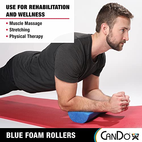 CanDo Blue PE Foam Rollers for Fitness, Exercise Muscle Restoration, Massage Therapy, Sport Recovery and Physical Therapy for Homes, Clinics, and Gyms 6" x 36" Half-Round - size: 6" x 36"